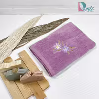 حوله دستی گلدوزی مایسا رنگ بنفش