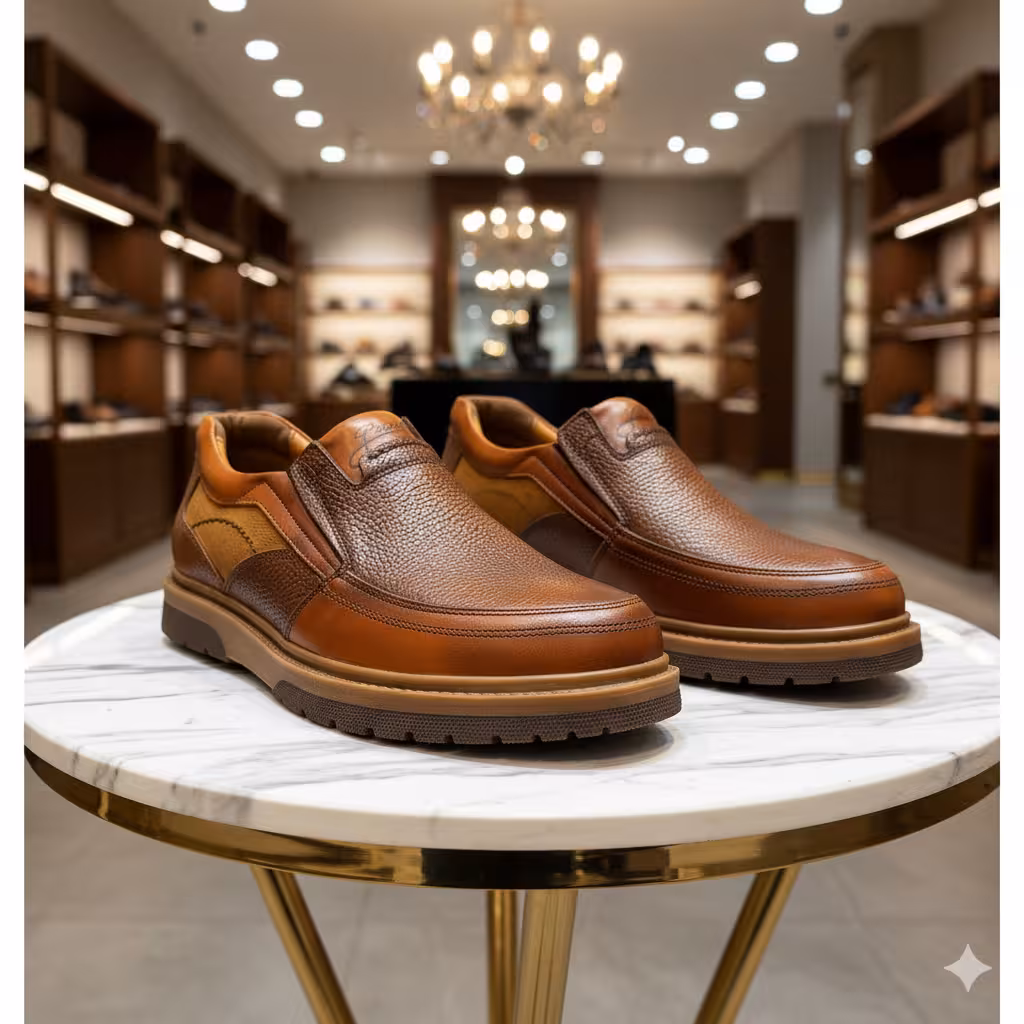 کفش چرم مردانه اسپرت کد SP162TN رنگ عسلی