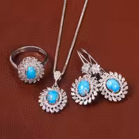 نیم ست فیروزه زنانه کد 30260 - جواهری مشاهیر