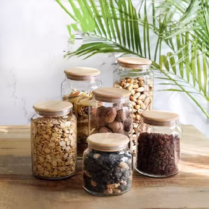 جا حبوباتی شیشه ای گرد ریوان سایز 3