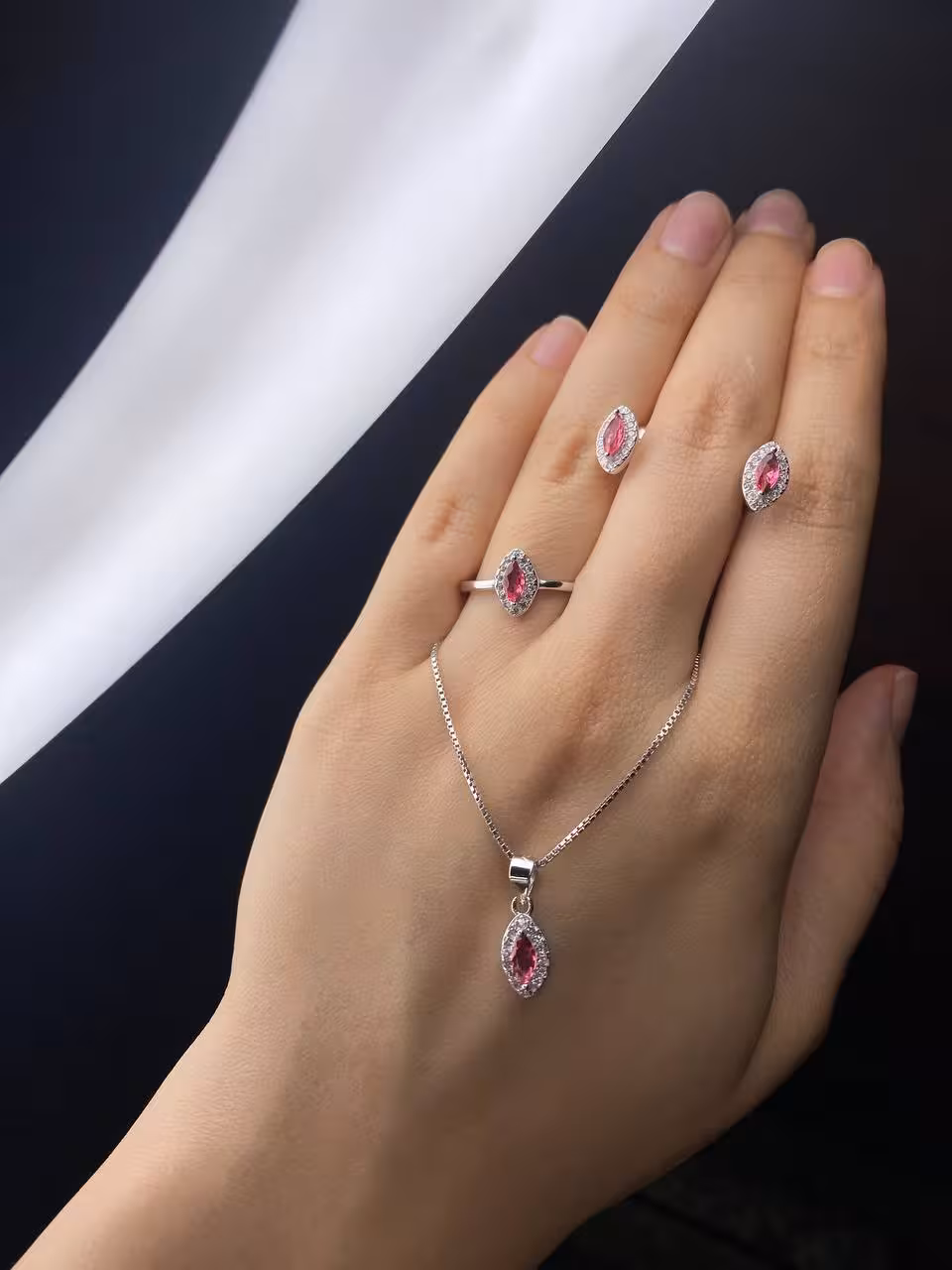 نیمست یاقوت سرخ وارداتی نقره جواهری کد 00411