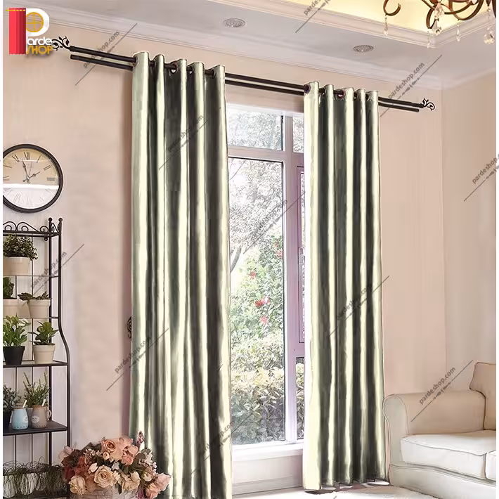 پرده پانچی ساتن براق شیری