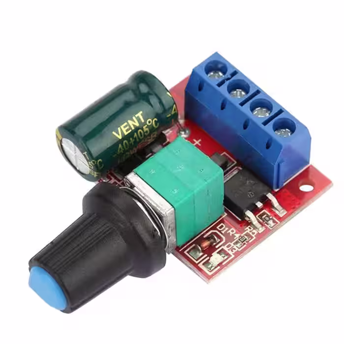ماژول کنترل دور موتور 5 آمپر با کلید ولوم (دیمر DC)