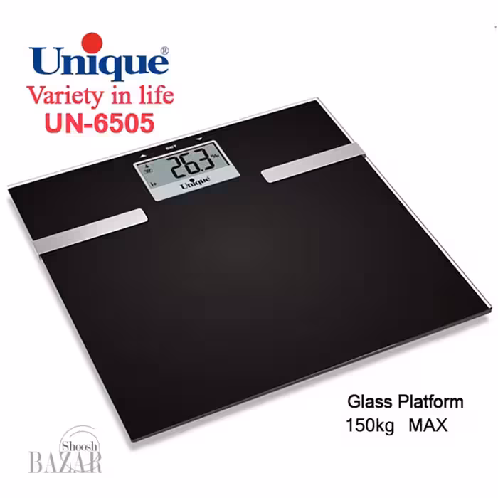 ترازوی دیجیتالی وزن مدل شیشه ایی مشکی یونیک کد 6501