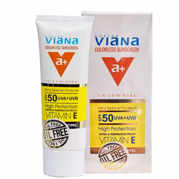 قیمت + خریدکرم ضد آفتاب پوست چرب بی رنگ ویانا SPF50 حجم 50 میل