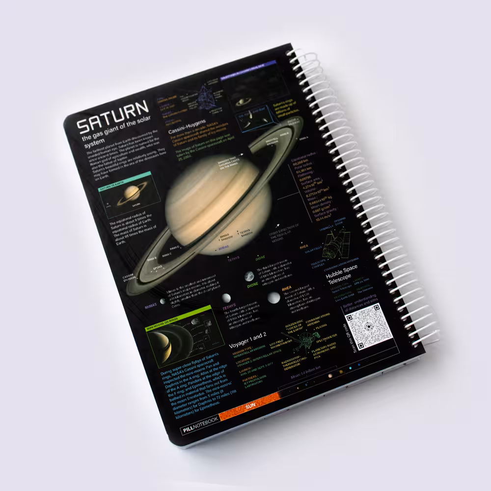 دفتر خطدار 100 برگ وزیری SATURN پیل (PILL)
