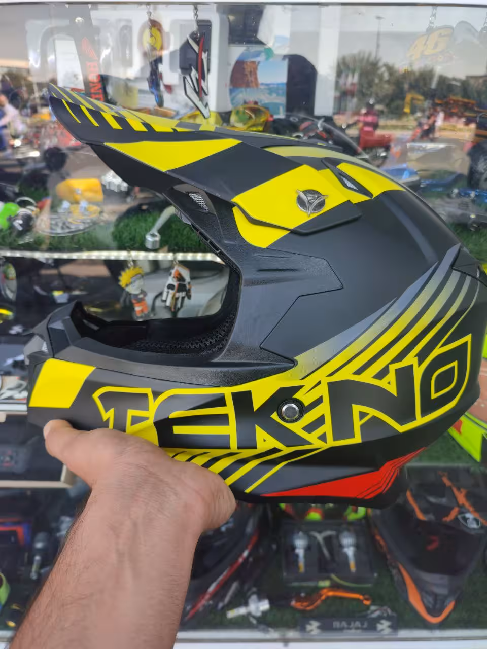کلاه کاسکت کراسی تکنو TEKNO مشکی زرد SG-126