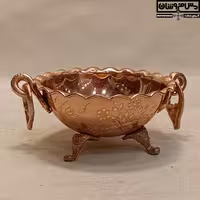 بستنی خوری مسی 3 پایه الماس تراش زنجان | بستنی‌خوری مسی نانو طرحدار گوشواره‌ای مدل کوپات