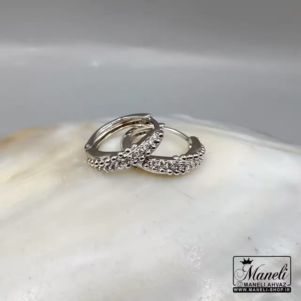 گوشواره حلقه‌ای نگین‌دار ژوپینگ|14040416