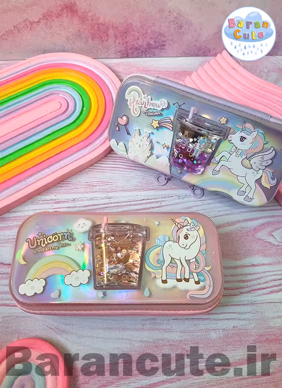 جامدادی کتابی طرح اسموتی آکواریومی هولوگرامی یونیکورن