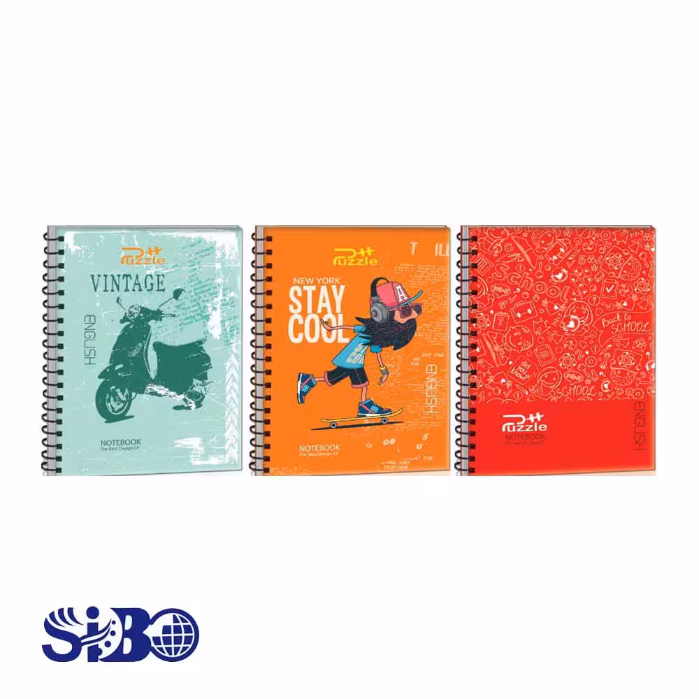 دفتر لاتین 50 پازل چهار خط طلقی فنری