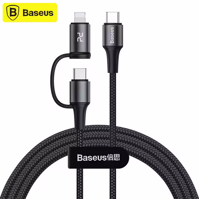کابل دو سر لایتنینگ و تایپ سی شارژ سریع بیسوس Baseus Twins 2in1 USB Typ C PD - USB Typ C CATLYW-H01
