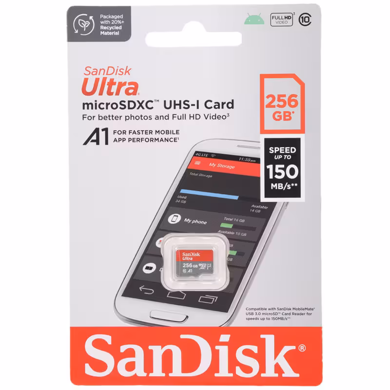 کارت حافظه MicroSDHC سن دیسک مدل Ultra با ظرفیت 256 گیگابایت