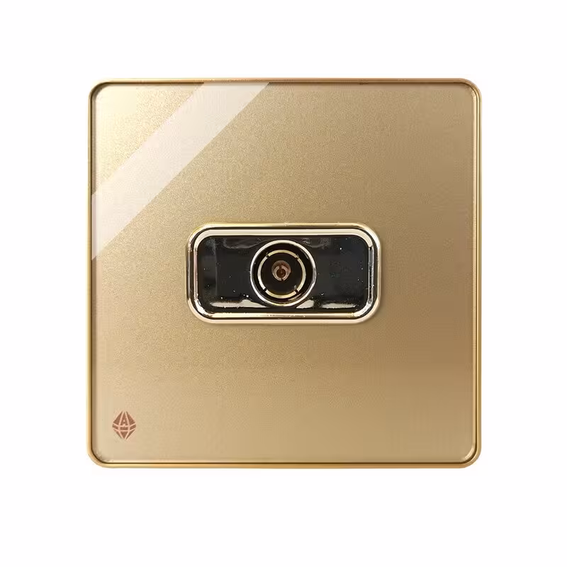 کلید پریز  آسیا الکتریک پریز آنتن مدل یاقوت بژ طلایی