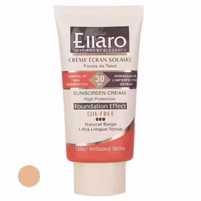 کرم ضد آفتاب رنگی SPF30 بدون چربی الارو مناسب پوست و مختلط حجم 40 میلی‌لیتر