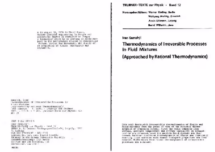 خرید و دانلود نسخه کامل کتاب Thermodynamics of Irreversible Processes in Fluid Mixtures (Approached by Rational Thermodynamics)