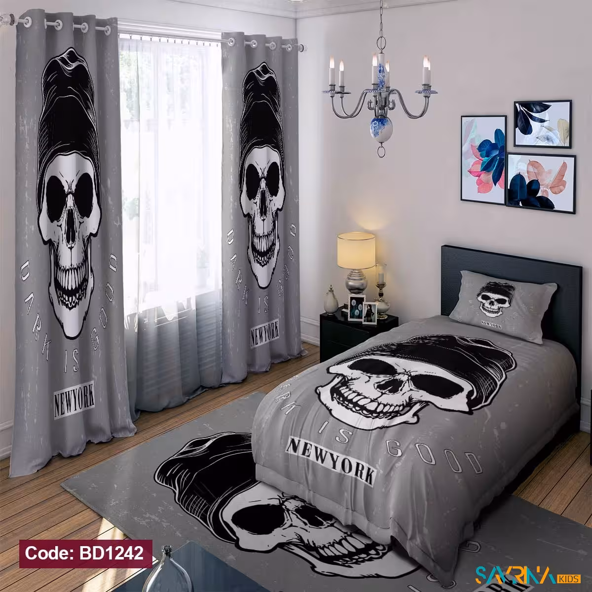 ست اتاق خواب پسرانه طرح جمجمه کد BD1242