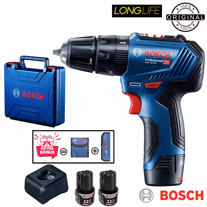 پیچ گوشتی شارژی چکشی بوش مدل GSB 12-V30 Motor Brushless Extra