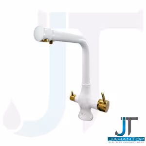 شیر ظرفشویی دو منظوره آریانا مدل لنا علم ثابت سفید طلایی