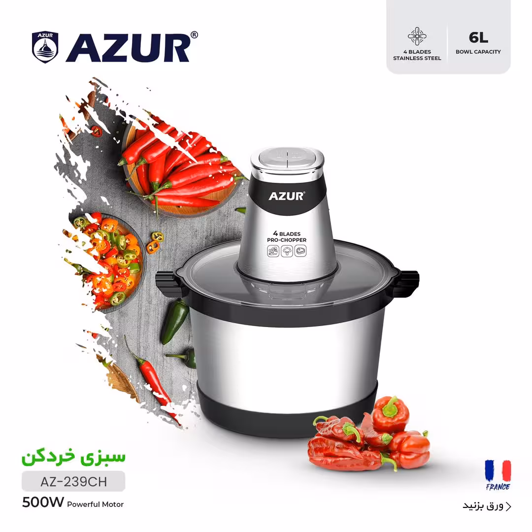 خردکن 6 لیتری آزور مدل AZ-239 با 24 ماه گارانتی