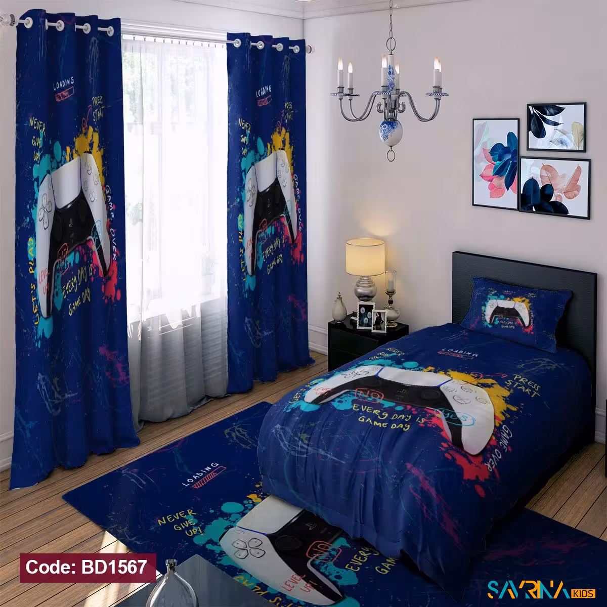 ست اتاق خواب پسرانه طرح دسته گیم کد BD1567