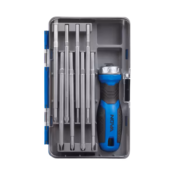 ست پیچ گوشتی قابل تعویض 9 عددی با دسته جغجغه ای نووا مدل 1350