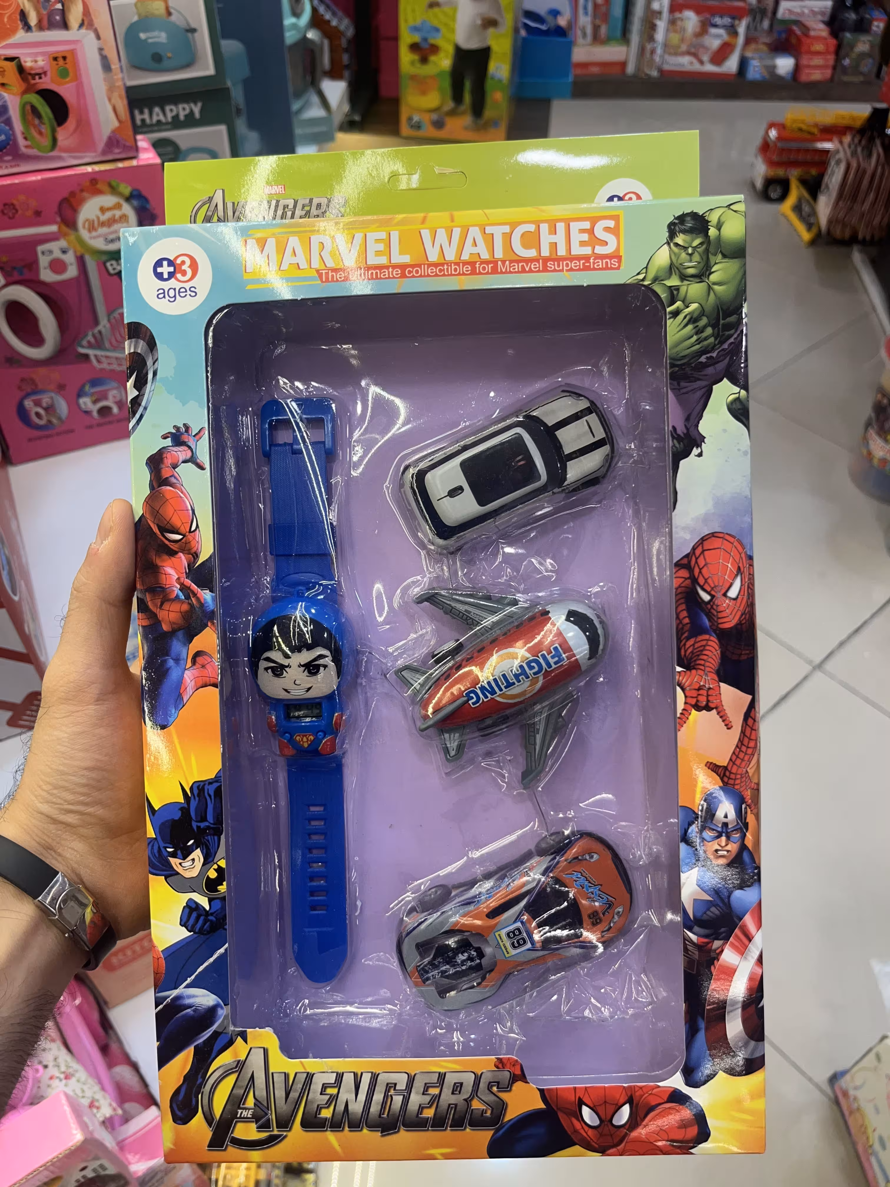 ست 4 عددی ماشین و هواپیما همراه ساعت طرح سوپرمن