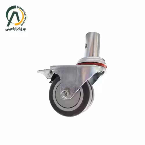 چرخ فروشگاهی دوقلو بلبرینگی B پینی گردان ترمزدار قطر 75 میلی متر