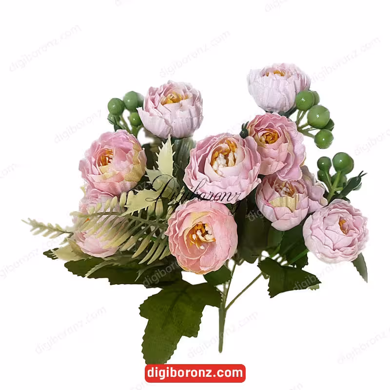 دسته گل مصنوعی مدل بوته نسترن 10 گل