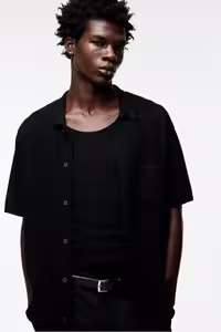 پیراهن بلوز دکمه دار مردانه لباس بافتنی بافت مناسب H&M
