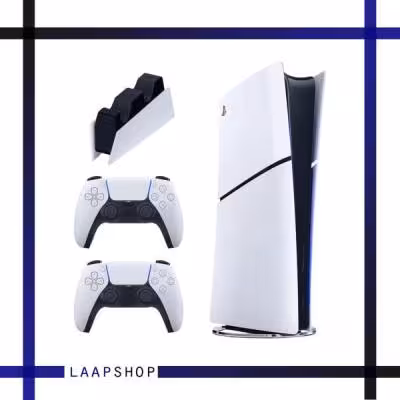 کنسول بازی سونی مدل PlayStation 5 Slim Digital Edition ظرفیت 1 ترابایت ریجن 2016B اروپا به همراه دسته اضافی و پایه شارژر
