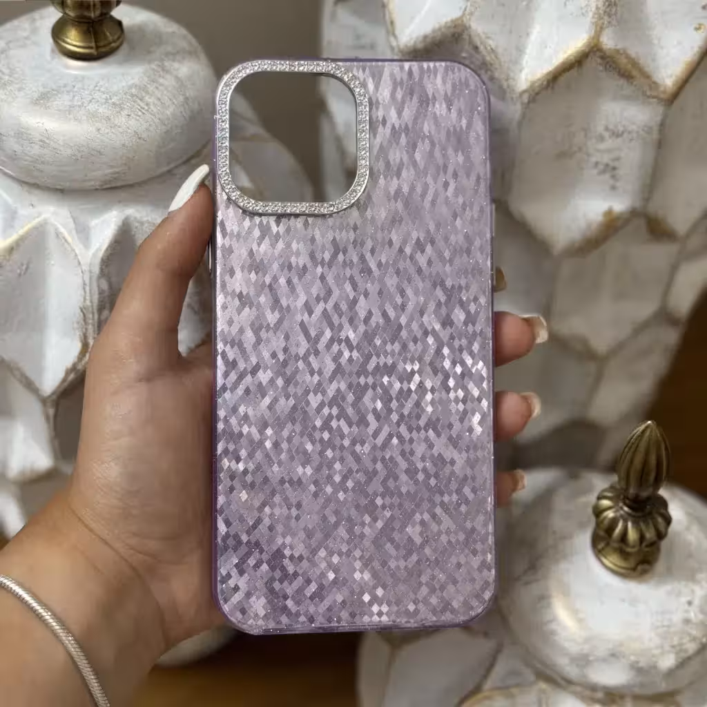 قاب شاین دور لنز نگین دار مناسب آیفون Iphone 13 PRO بنفش