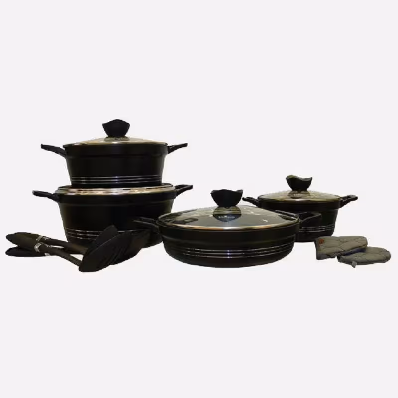 سرویس قابلمه چدن یونیک 11 پارچه مشکی مدل UN-7702