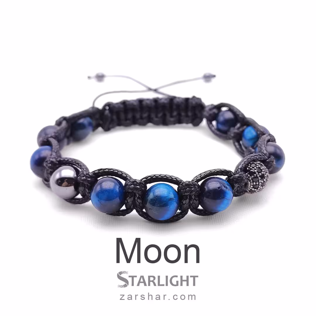 دستبند چرمی سنگ چشم ببر Moon