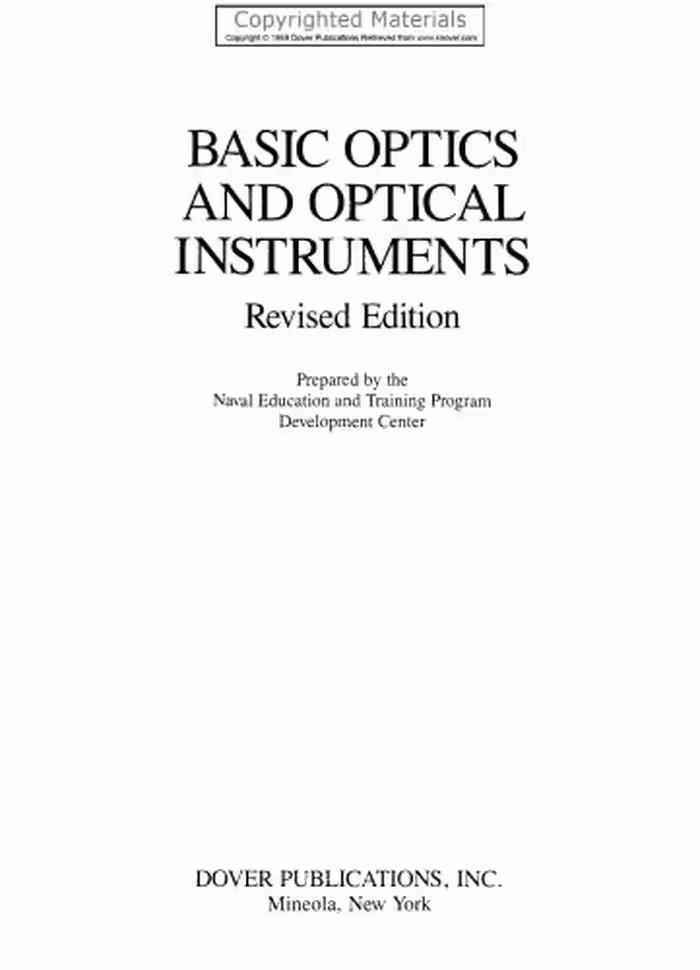 خرید و دانلود نسخه کامل کتاب Basic Optics and Optical Instruments: Revised Edition