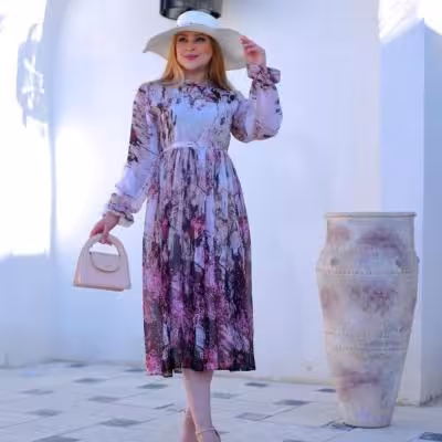 پیراهن حریر طرحدار مدل آنیلا