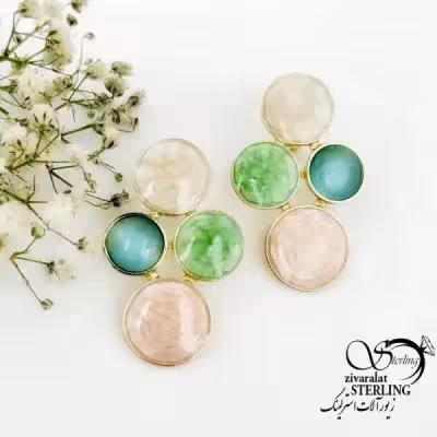 گوشواره جواهری رنگی (مجلسی) کد 18937