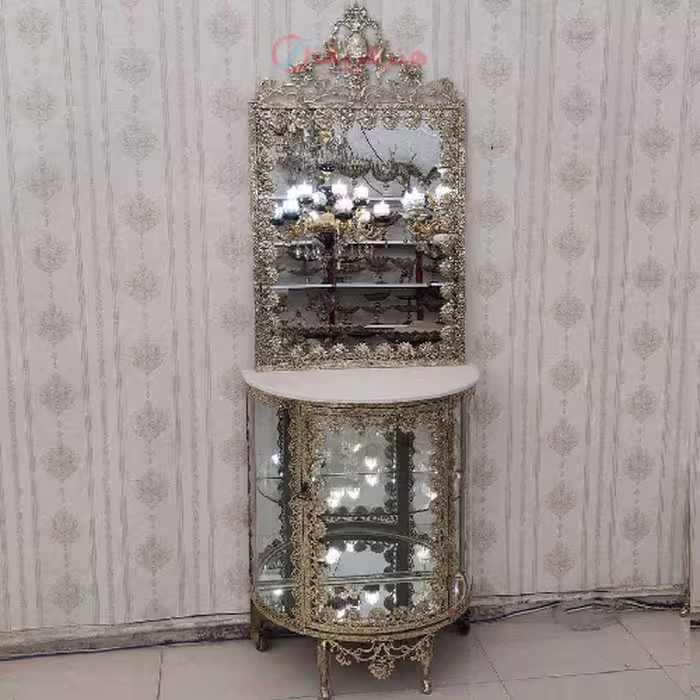آینه کنسول برنزی مدل گل رز تاج دار