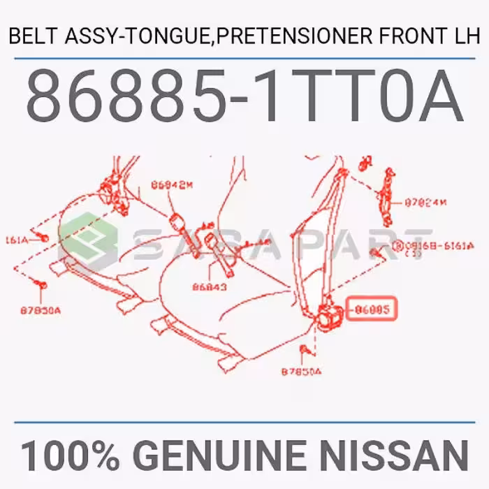 کمربند نیسان جوک منطقه آزاد – جلو سمت چپ – محصول اصلی