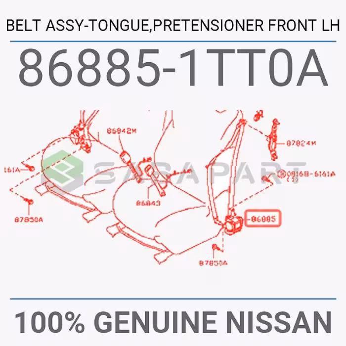 کمربند نیسان جوک منطقه آزاد – جلو سمت چپ – محصول اصلی