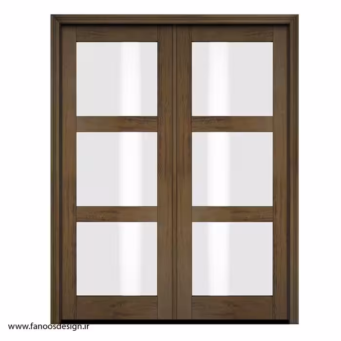 درب شیشه‌خور چوبی با طراحی فرانسوی کد 1121