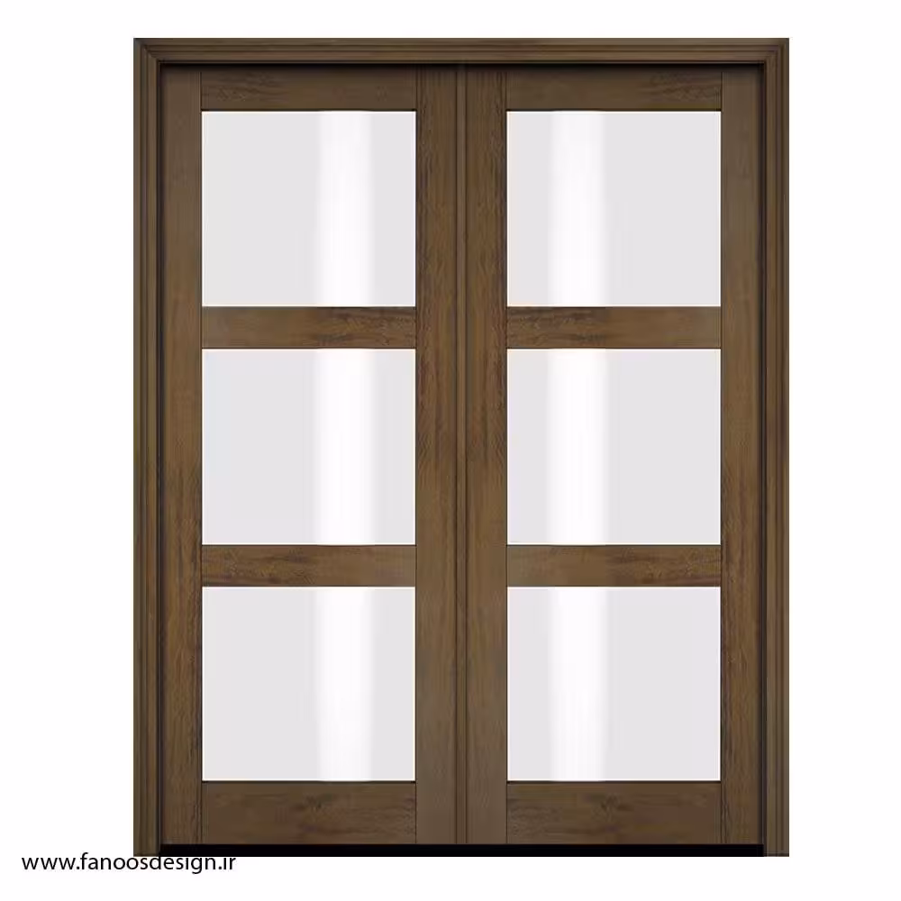 درب شیشه‌خور چوبی با طراحی فرانسوی کد 1121