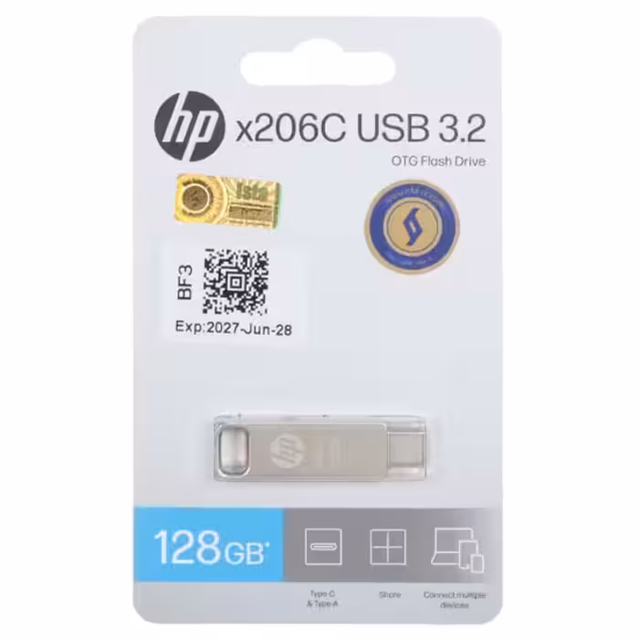 فلش مموری اچ‌پی مدل X206C USB3.2 Type-C ظرفیت 128 گیگابایت