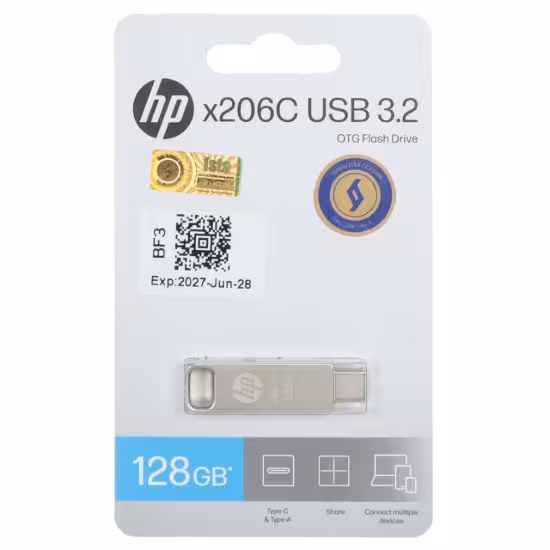 فلش مموری اچ‌پی مدل X206C USB3.2 Type-C ظرفیت 128 گیگابایت