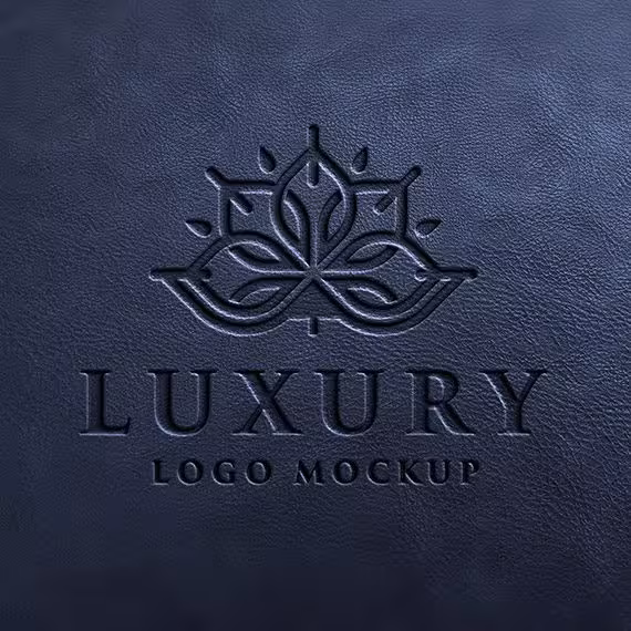 دانلود موکاپ لوگو چرم آبی 0125 بصورت لایه باز PSD