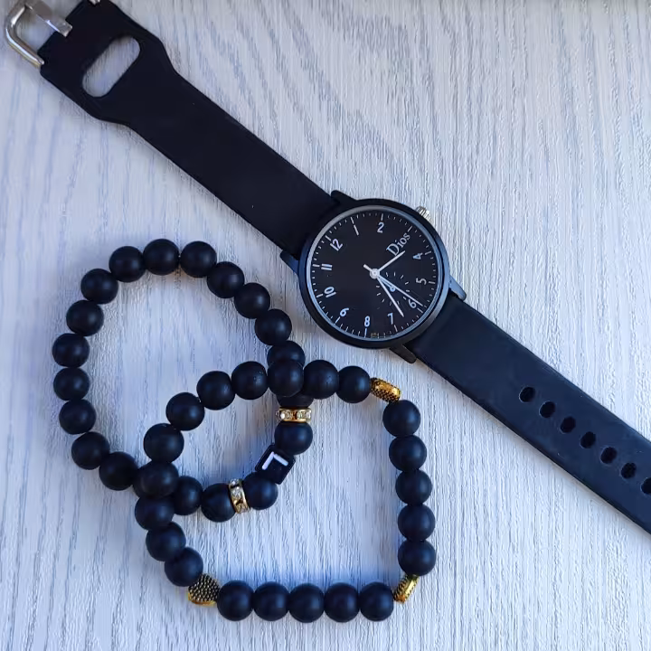 ست ساعت و دستبند دخترانه مشکی