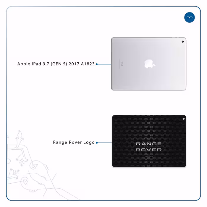 برچسب پوششی ماهوت مدل Range-Rover-Logo مناسب برای تبلت اپل iPad 9.7 (GEN 5) 2017 A1823