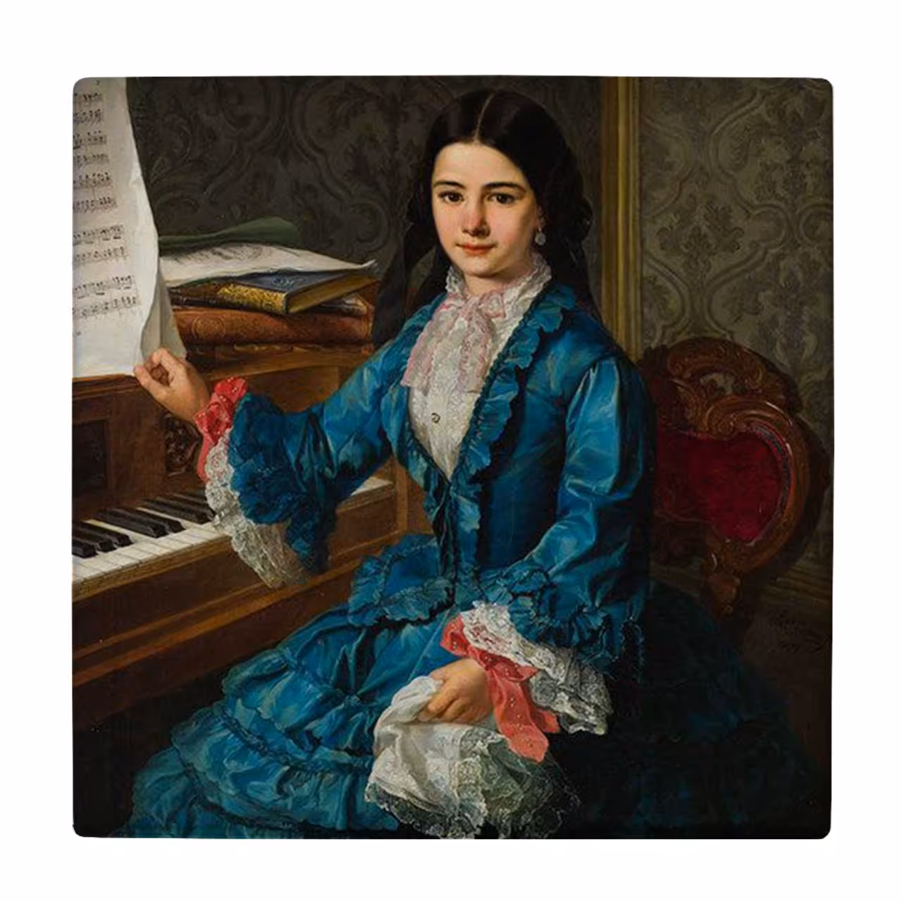 زیر لیوانی طرح نقاشی بانوی پیانیست کد    3269081_581