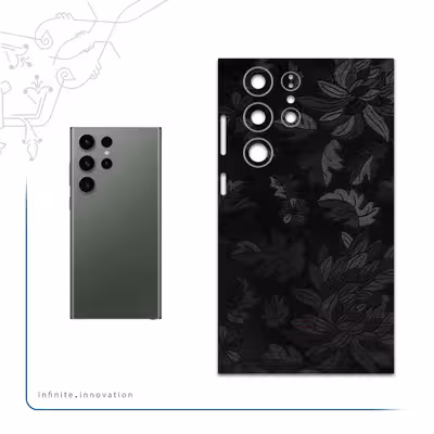 برچسب پوششی ماهوت مدل Black-Wildflower مناسب برای گوشی موبایل سامسونگ Galaxy S23 Ultra