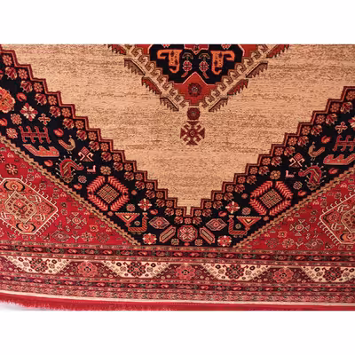 فرش ماشینی زمرد مشهد مدل کهنه نما زمینه لاکی